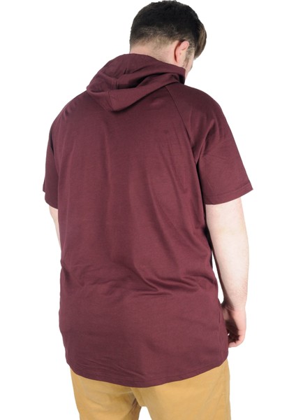 Büyük Beden Tshirt Kapşonlu Sky Is Limit 22118 Mürdüm