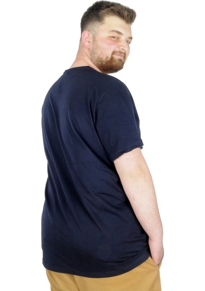 Büyük Beden T-Shirt Bis Yaka Prayers 22185 Lacivert