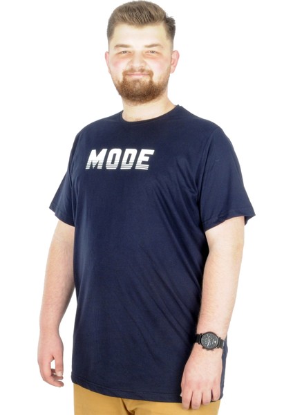 Büyük Beden T-Shirt Bis Yaka Mode 22196 Lacivert
