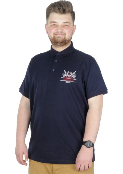 Büyük Beden T-Shirt Polo Design Mx 22346 Lacivert
