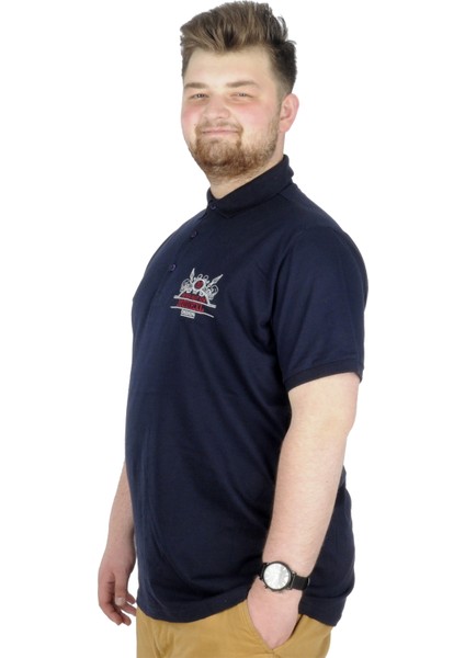 Büyük Beden T-Shirt Polo Design Mx 22346 Lacivert