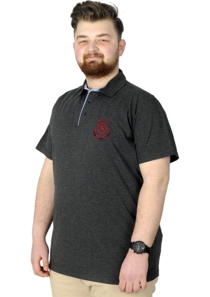 Büyük Beden Erkek T-Shirt Polo Mdx Club 22305 Antrasit