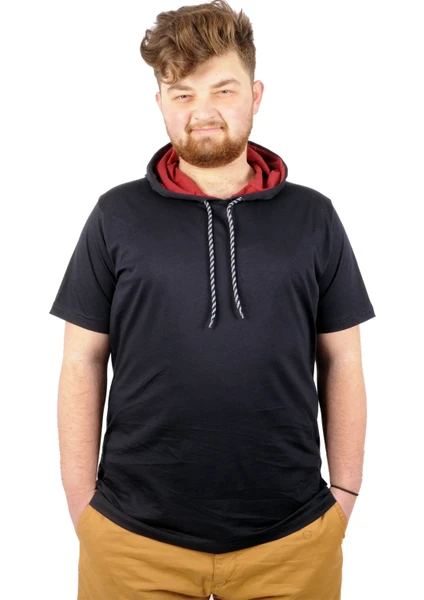 Büyük Beden Oversize Tshirt Kapşon Basic 21115 Lacivert