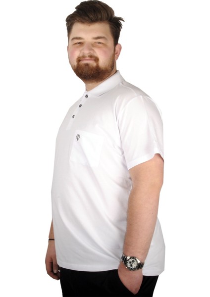 Büyük Beden T-Shirt Polo Cep Sup Basic 21557 Beyaz fiyatları