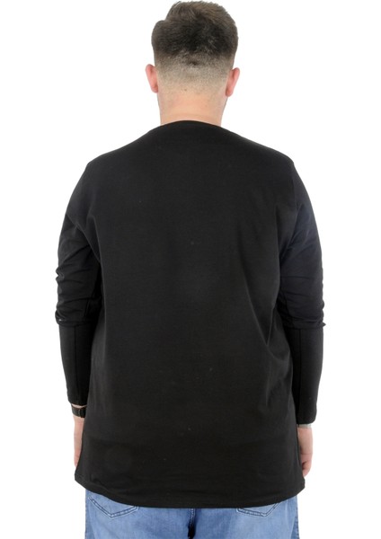 Büyük Beden Erkek Tshirt Likralı Bisiklet Yaka 20102 Siyah fiyatları