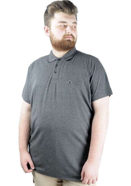 Büyük Beden T Shirt Polo Likralı Süprem Nakış 21554 Antrasit