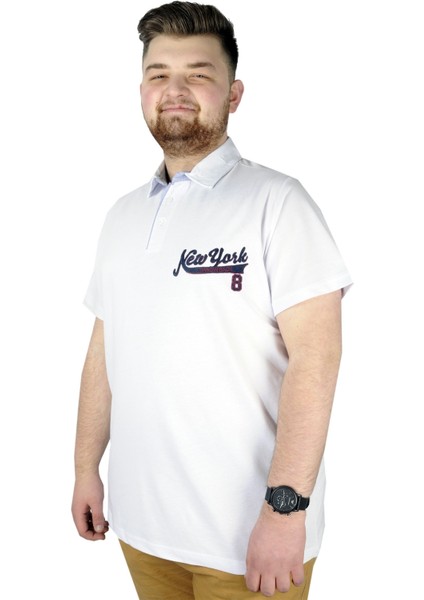 Erkek T Shirt Polo New York Throwback 22302 Beyaz