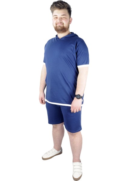 Erkek T Shirt Kapşonlu Sweep Check 22136 Indigo