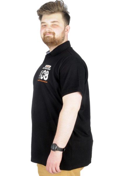Büyük Beden T-Shirt Polo Skipper Crew 22341 Siyah