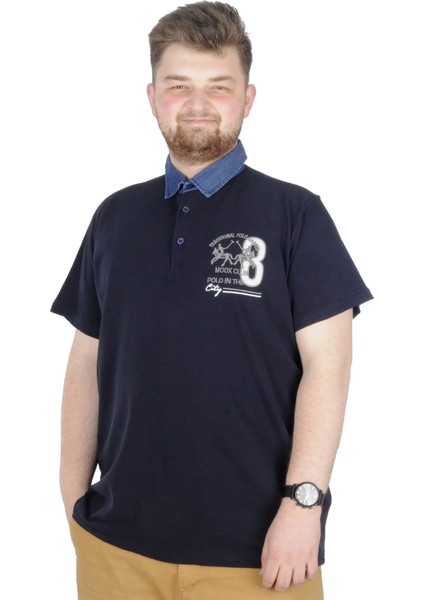Büyük Beden T-Shirt Polo Modx Club 22351 Lacivert