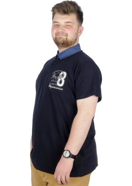 Büyük Beden T-Shirt Polo Modx Club 22351 Lacivert