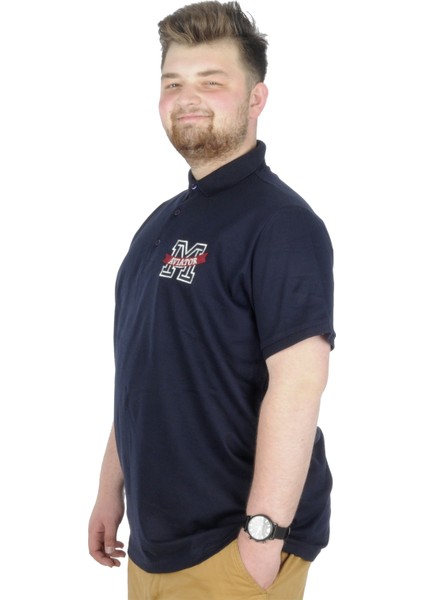 Büyük Beden T-Shirt Polo Embiriodery M 22343 Lacivert fiyatları