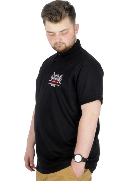 Büyük Beden T-Shirt Polo Design Mx 22346 Siyah modelleri