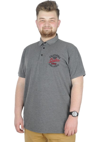 Büyük Beden T-Shirt Polo Eagles 22348 Antramelanj