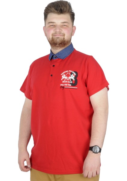 Büyük Beden T-Shirt Polo Modx Club 22351 Kırmızı