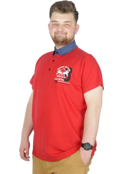 Büyük Beden T-Shirt Polo Modx Club 22351 Kırmızı