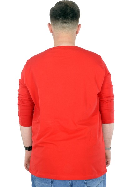 Büyük Beden Erkek Tshirt Likralı Bisiklet Yaka 20102 Kırmızı fiyatları