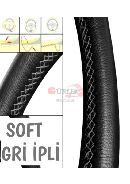 Ford Transit 2007+ Direksiyon Kılıfı Dikme Soft Gri Ipli (10.5cm) modelleri