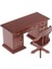 1/12 Dollhouse Minyatür Ofis Mobilyaları Ahşap Masa ve Set Kahverengi Set 3 (Yurt Dışından) 1