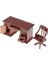 1/12 Dollhouse Minyatür Ofis Mobilyaları Ahşap Masa ve Set Kahverengi Set 3 (Yurt Dışından) 3