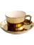 250ML Altın Kaplama Çay / Kahve Fincanı ve saucer Seti Seramik Espresso Kupası Ofis Beyaz | Kahve Kupaları ve kupalar 1