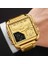 Lüks Moda Erkekler Saatler Altın Paslanmaz Çelik Spor Kare Erkekler Için Dijital Analog Big Quartz Izle | Kuvars Saatler - Altın 2