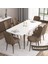 Concept Iza Serisi 80 x 132 cm Açılabilir Mdf Beyaz Masa Ceviz Ayak Mutfak Masa Takımı 6 Sandalye 2