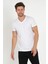 Erkek V Yaka T-Shirt -Beyaz 3