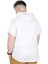 Büyük Beden T-Shirt Kapşonlu Barcode 22178 Beyaz 3