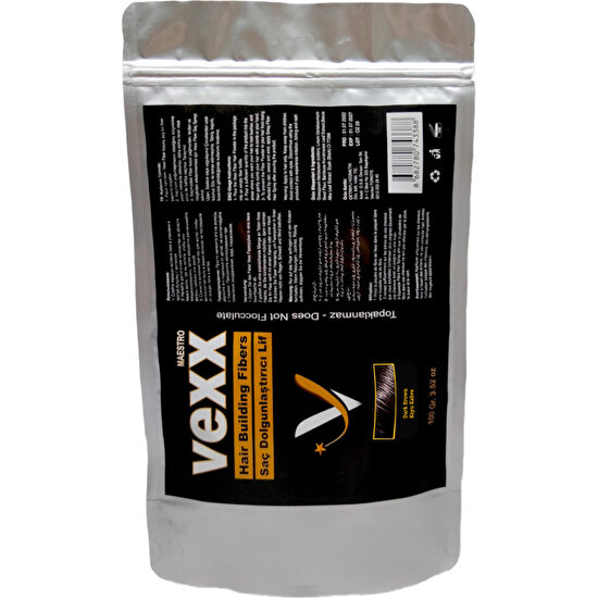 Vexx 100 gr Koyu Kahve Hair Fiber Saç Tozu - Topaklanma Yapmaz