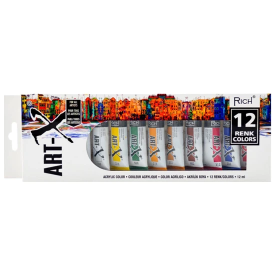 Rich Art-X Akrilik Boya Seti 12 ml x 12 Renk Tüp ARTX-012-07521 Rich Art-X Akrilik Boya Seti 12 ml x 12 Renk Tüp ARTX-012-07521
