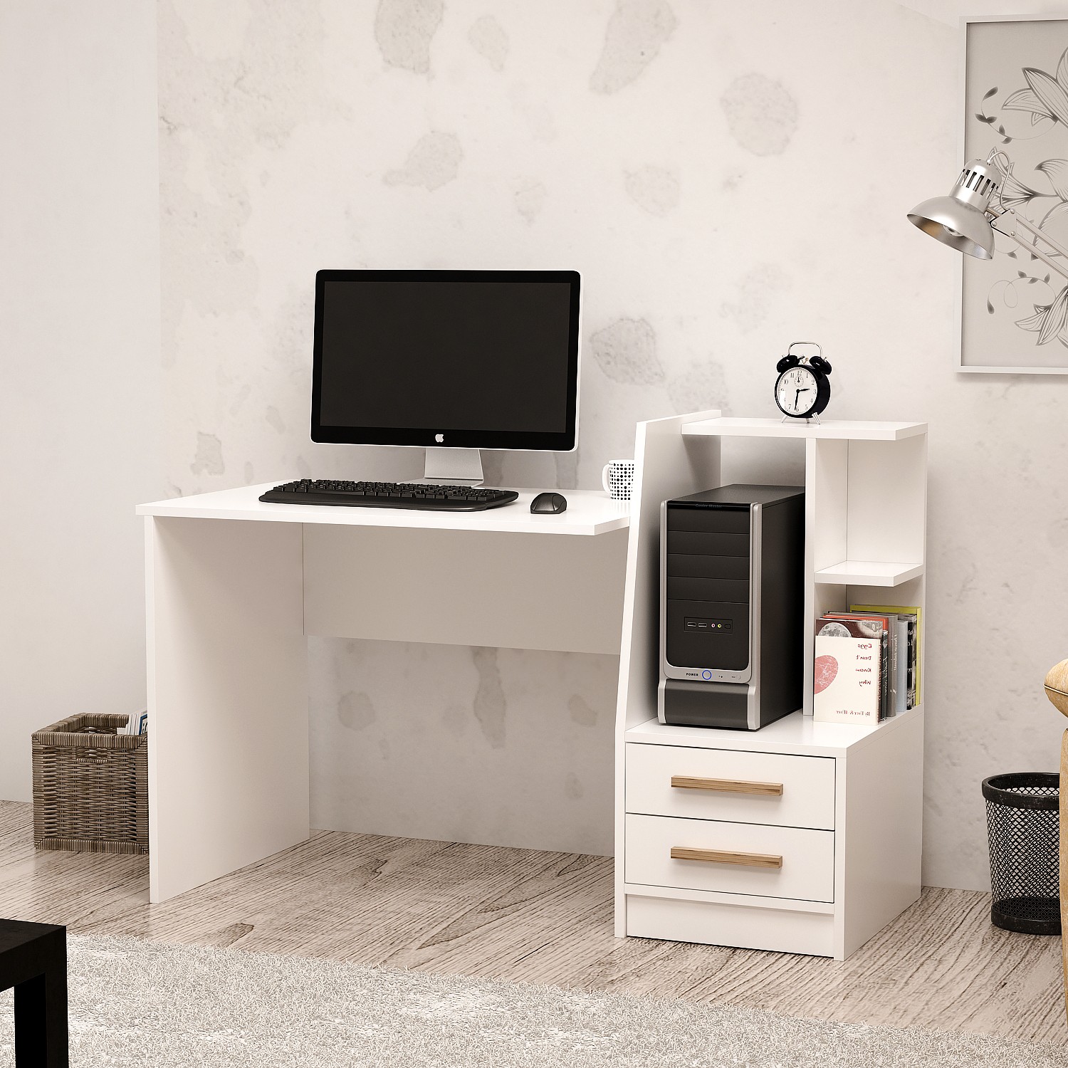 Minar Daby Modern Çalışma Masası Beyaz Fiyatı