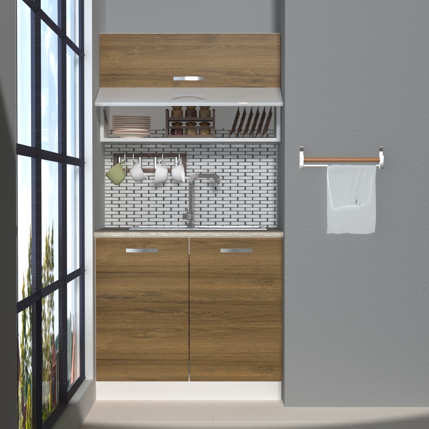 Decoraktiv Hazır Mutfak Dolabı Mini 90Y cm Pera Tezgah Fiyatı