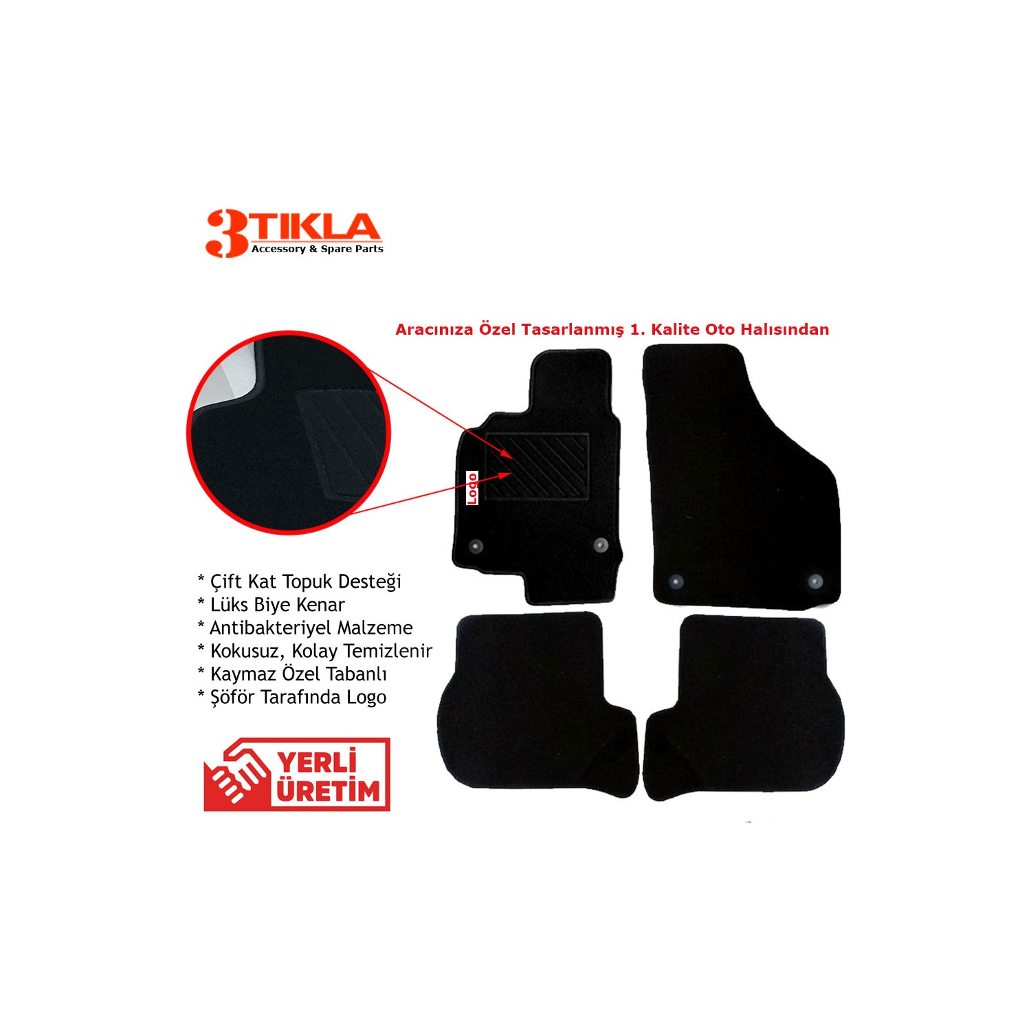 3 tikla fiat egea hb premium siyah hali paspas seti gri fiyati