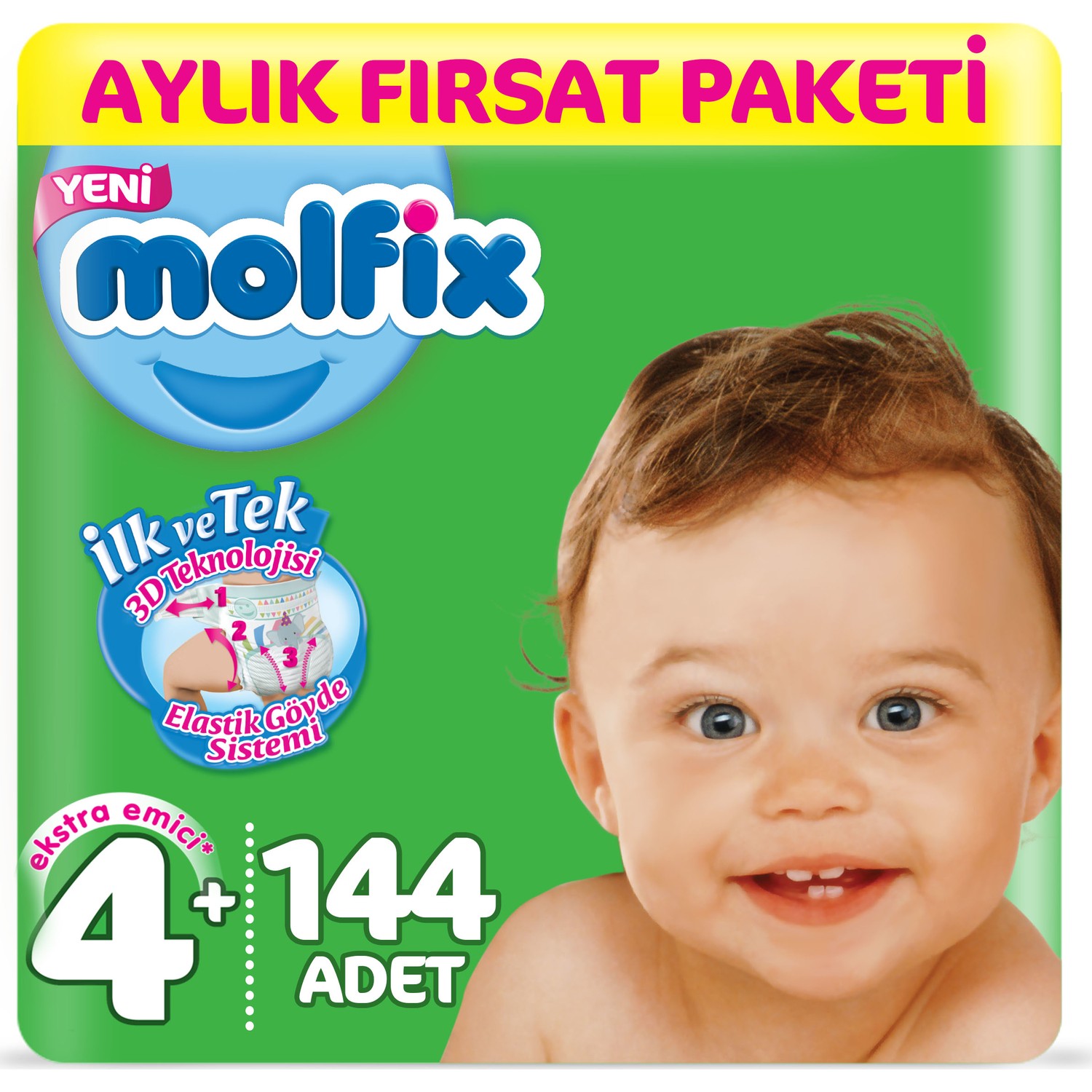 Molfix Bebek Bezi 4+ Beden Maxi Plus Aylık Fırsat Paketi
