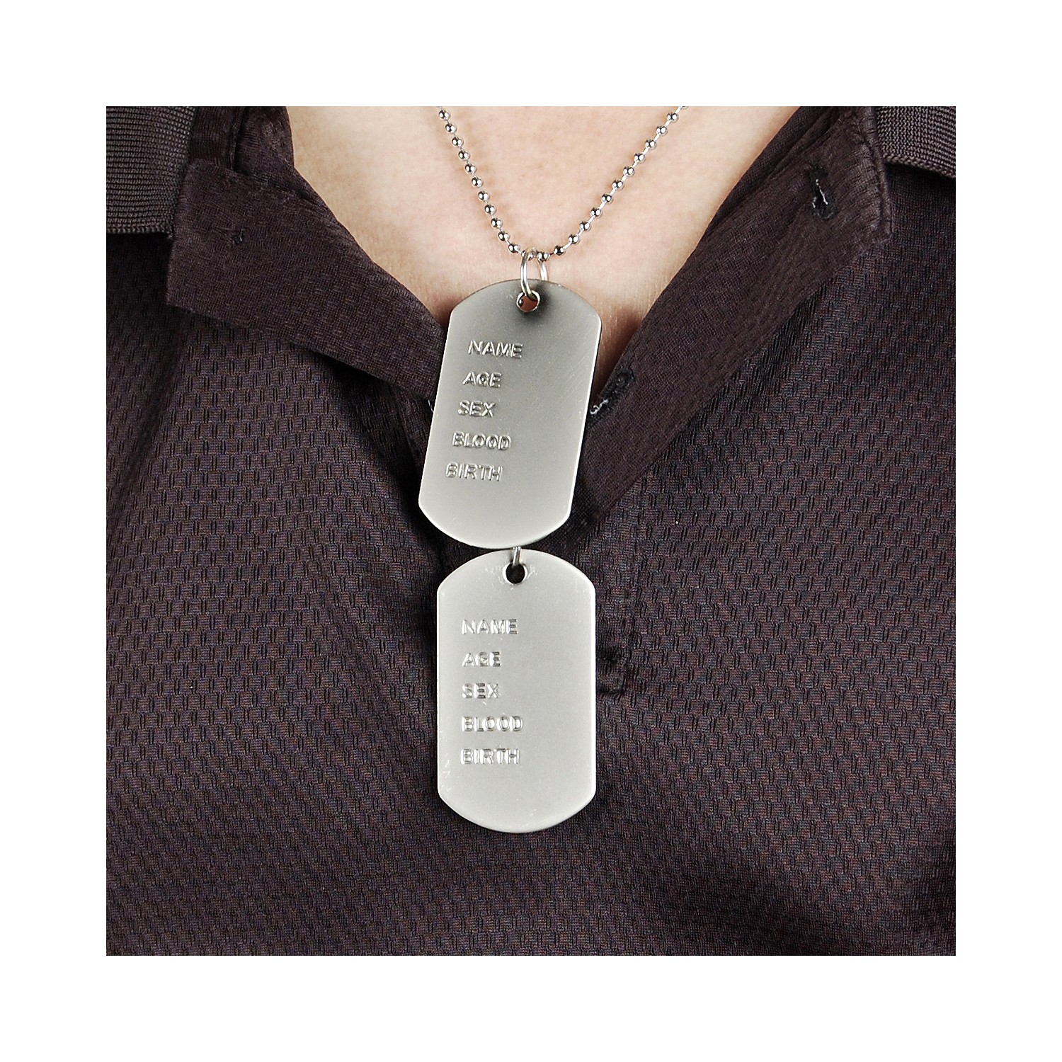 Bee One İkili Beyaz Asker Kolyesi Bijoux Erkek Kolye cb58