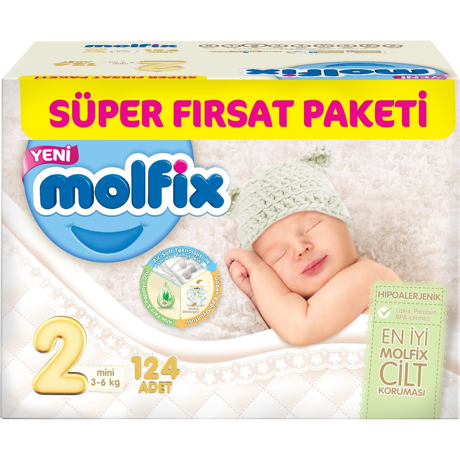 Molfix Bebek Bezi 2 Beden Mini Süper Fırsat Paketi 124
