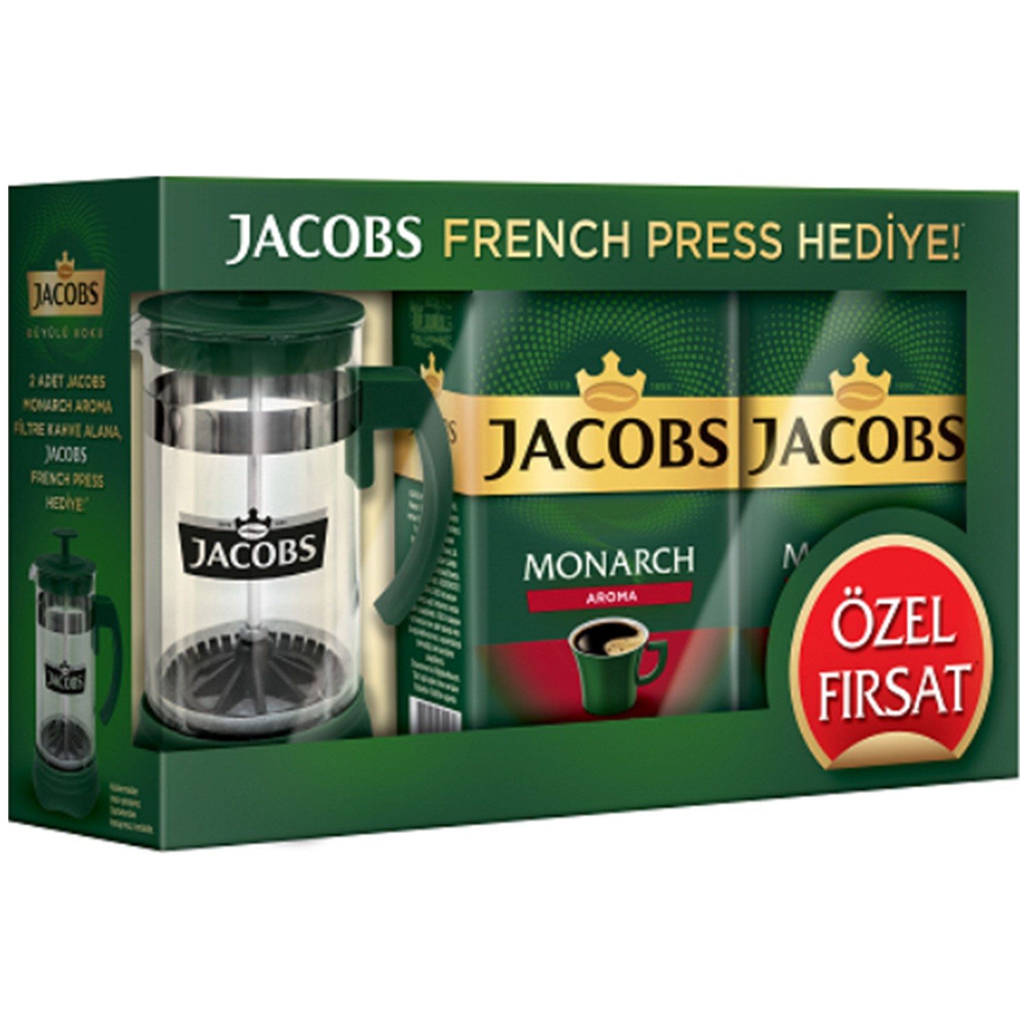 Jacobs Monarch Aroma Filtre Kahve 2 x 500 gr + French Press Fiyatı