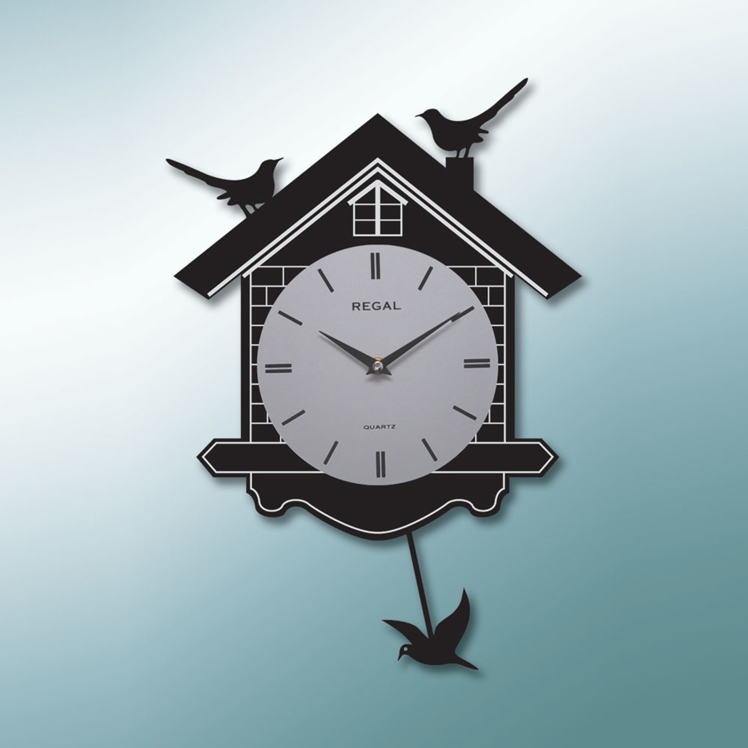 Regal 1160 B Lazer Kesim Guguklu Tipi Siyah Duvar Saati Fiyatı