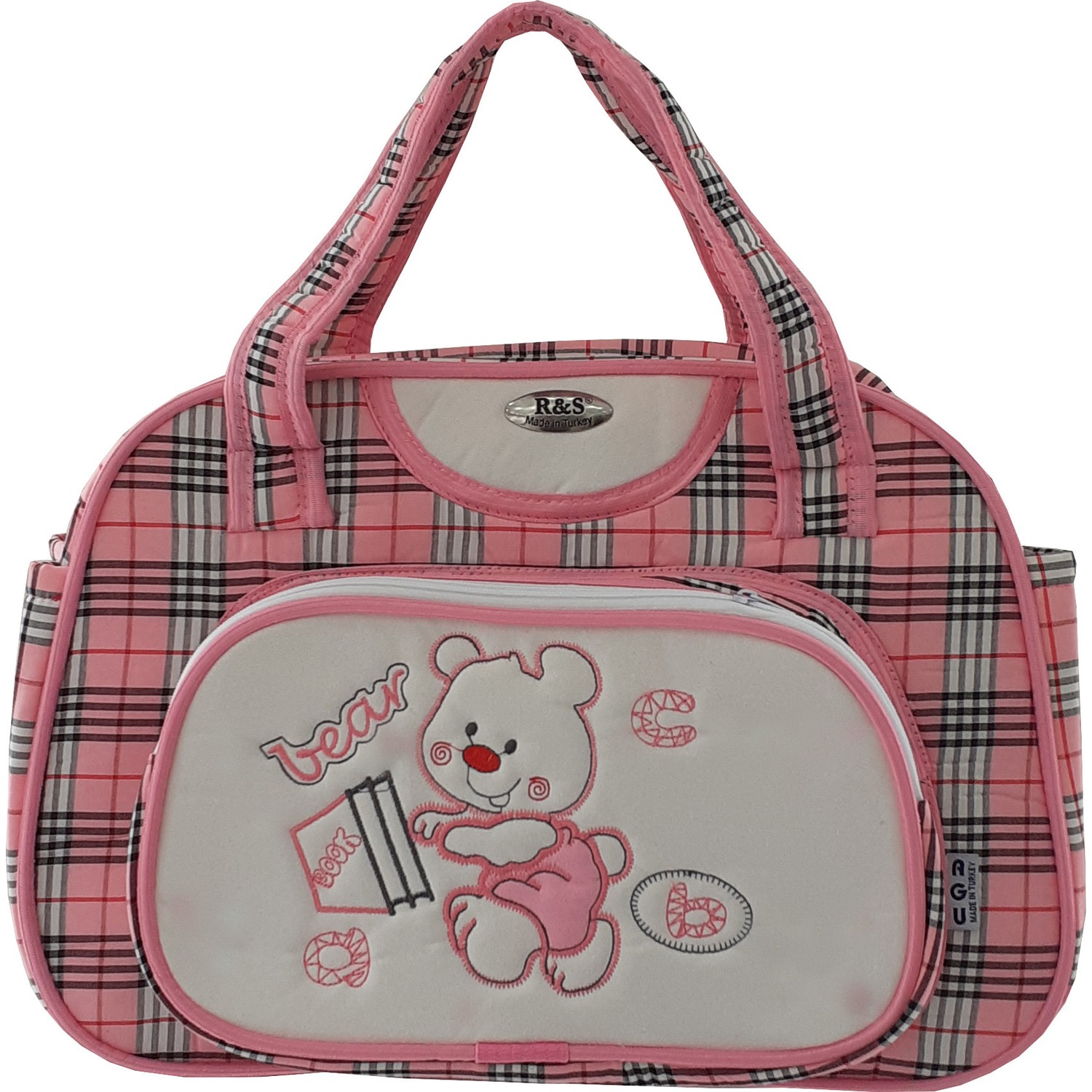 Agu Baby Lüx Pembe Ekoseli Anne Bebek Bakım Çantası Fiyatı