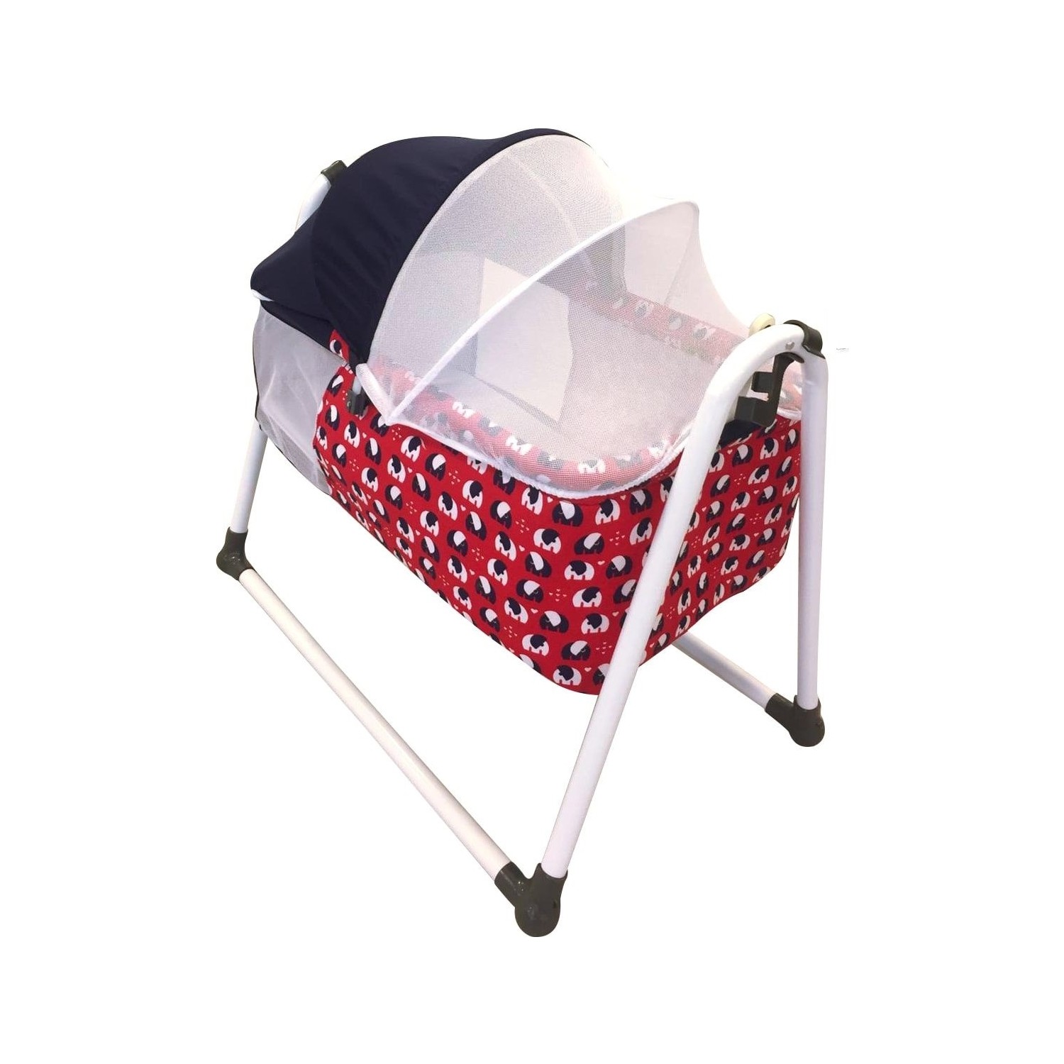 Bebesi Fildişi Portatif Bebek Beşiği Kırmızı Lacivert Fil Bebesi Fildişi Portatif Bebek Beşiği Kırmızı Lacivert Fil