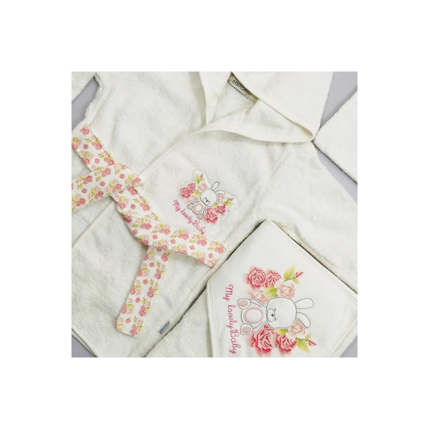 Bebitof Kız Bebek Havlu Bornoz Seti Yenidoğan Takımı 5�li
