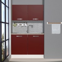 Decoraktiv Hazır Mutfak Dolabı Mini 120 cm Bordo -Tezgah Dahil
