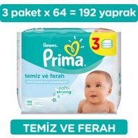 Prima Islak Havlu Temiz ve Ferah 3'lü 192 Yaprak Fırsat Paketi