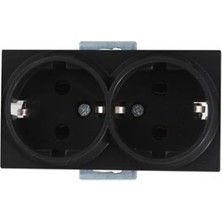 Mutlusan İkili Topraklı Priz Metalik Siyah 2200 202 0284 Çerçeve Hariç