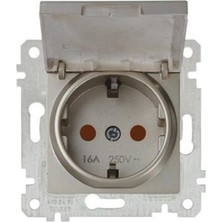 Mutlusan Kapaklı Topraklı Priz Çocuk Korumalı Rita Metalik Titanyum 2200 611 0283 Çerçeve Hariç