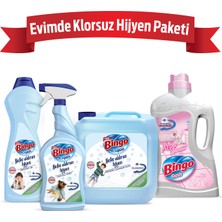 Evimde Klorsuz Hijyen Seti; Bingo Oksijen Çamaşır Suyu 3,24 Lt Okaliptus + Bingo Oksijen Sprey 750 Ml Okaliptus + Bingo Oksijen Jel 750 Ml Derinlemesine Hijyen + Bingo Fresh 2,5 Lt Mutlu Yuvam