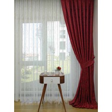 Caserta Home Bulut Desen Kırmızı Sık Pileli Jakar Tek Kanat Fon Perde - ezo 12718