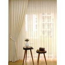 Caserta Home Bulut Desen Krem Sık Pileli Jakar Tek Kanat Fon Perde - ezo 12723