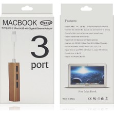 Onten 2 İn 1 Type C 3.1 Giriş 3 Port Usb 3.0 Çoklayıcı Macbook Uyumlu Metal Hub Ve 100 Mbps Rj45 Lan Çevirici Dönüştürücü Adaptör Gold